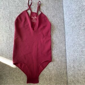 Free People Burgundy Bodysuit deep v XS/S
